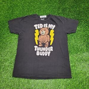 Funny Bear Ted Shirt L/XL 22x28 Black Ted-is-My-Thunder-Buddy